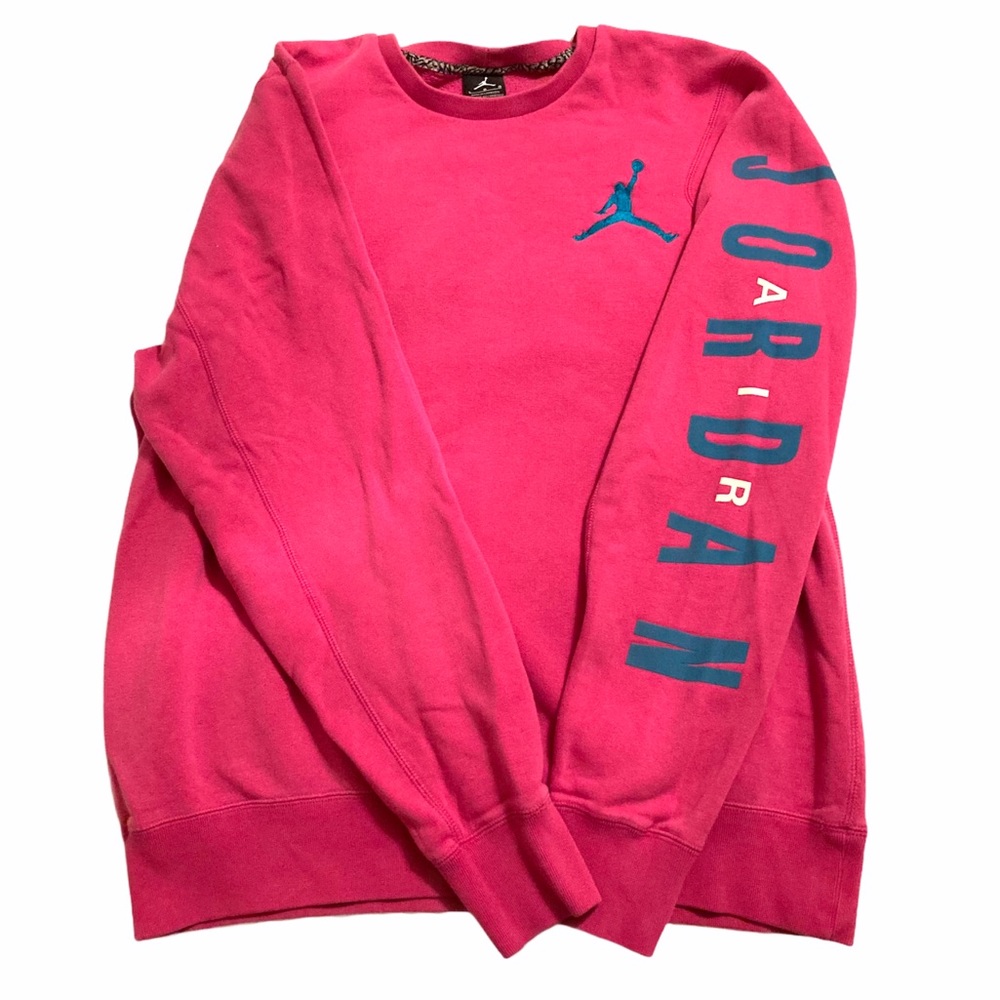 Jordan Pink and Teal Crewneck Sweatshirt Size L